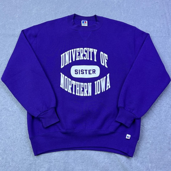 VTG University of Northern Iowa Sister Sweatshirt Large Purple College USA Made - Picture 1 of 11